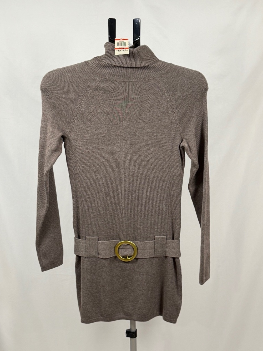 INC Petite Belted Turtleneck Sweater Tunic Taupe NWT